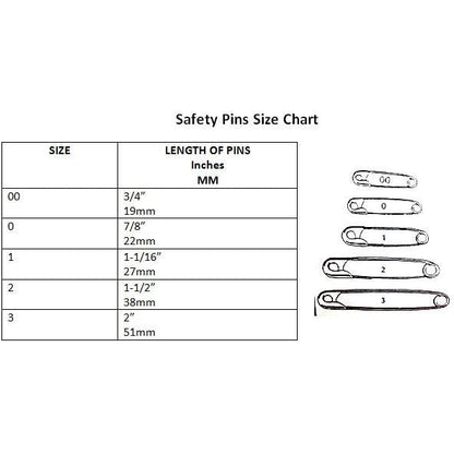 Safety Pins, Black, Assorted Sizes & Quantities